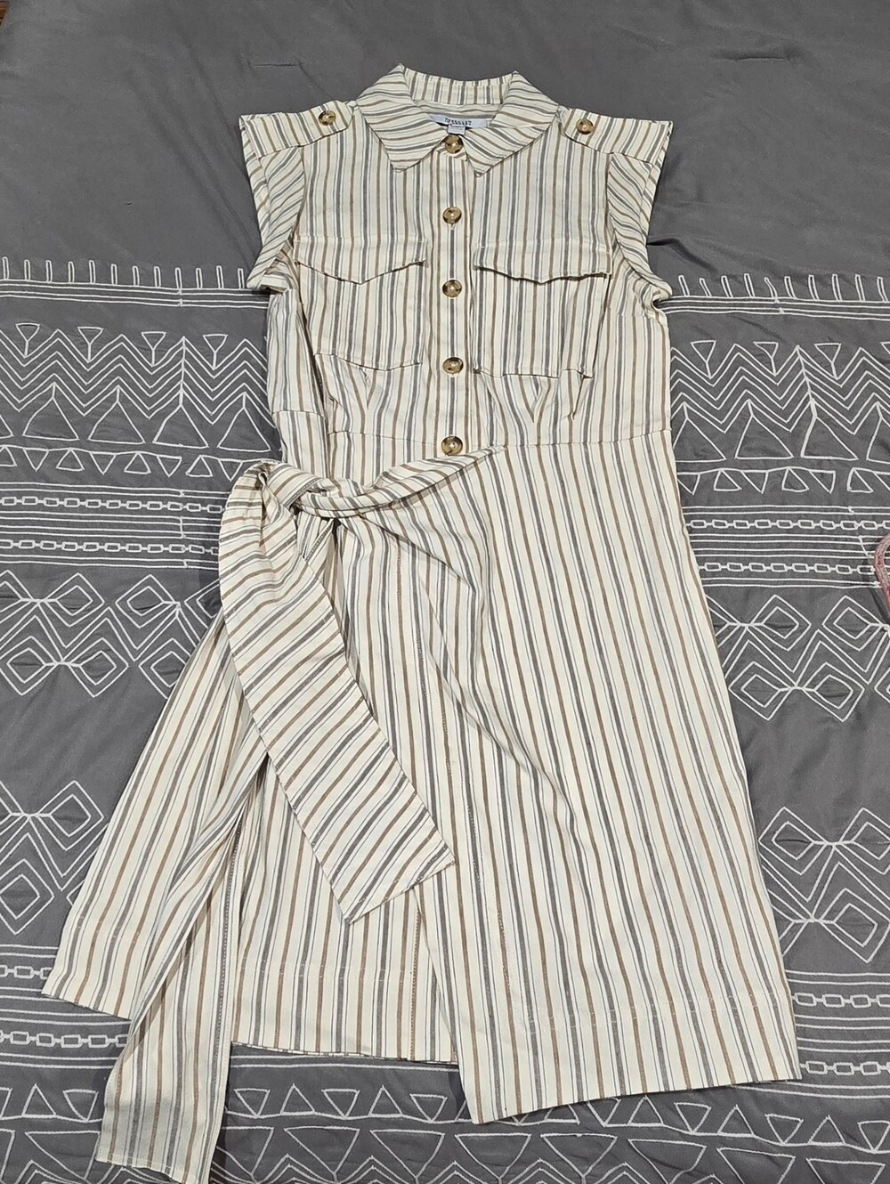 Derek Lam 10 Crosby Giselle Wrap Effect Linen Blend Mini Dress Size 4